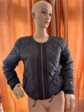 LOFT Black Quilted Bomber Jacket